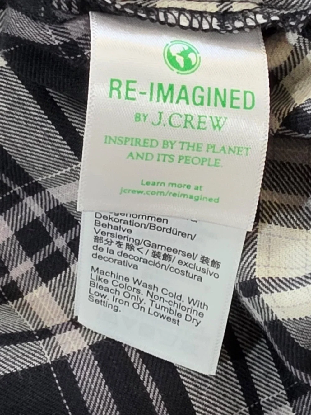 J.CREW Blouse Womens S‎ Black Tartan Plaid Mock Neck Long Sleeve Button Ruffle